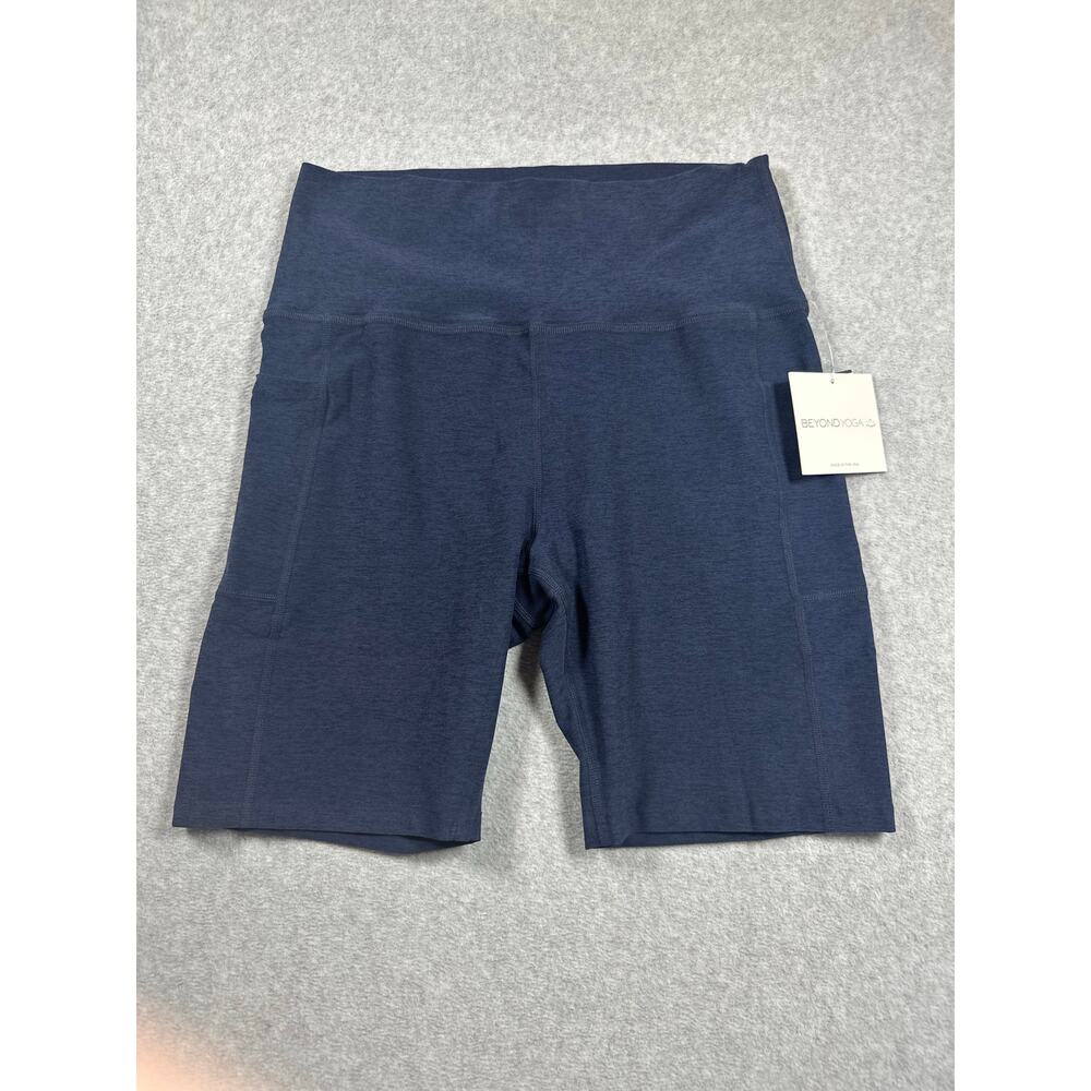 Beyond Yoga Athletic Biker Shorts Women's Size 1X Blue Flat-Front High Waisted